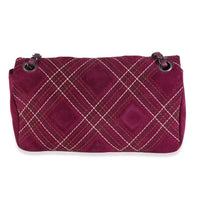 Purple Suede Paris Edinburgh Medium Saltire Flap Bag