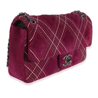 Purple Suede Paris Edinburgh Medium Saltire Flap Bag