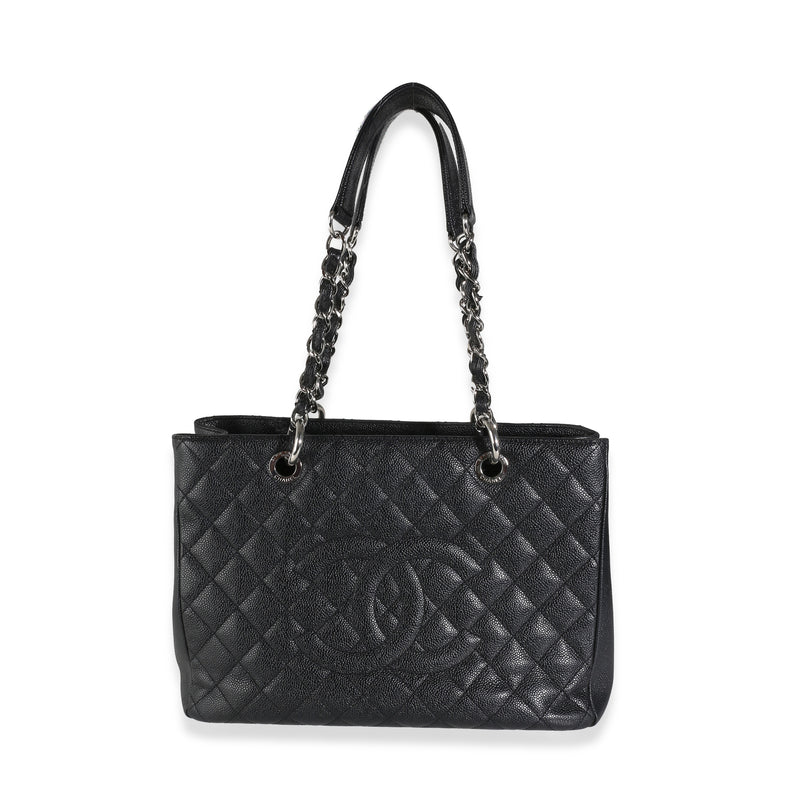 Black Quilted Caviar Grand Shopping Tote