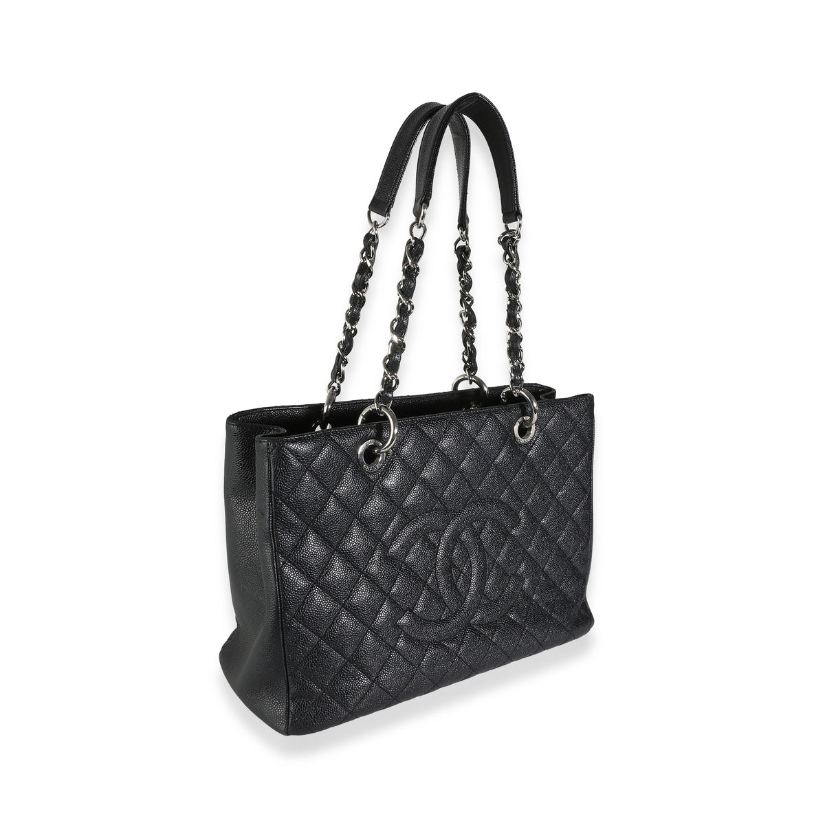 Black Quilted Caviar Grand Shopping Tote