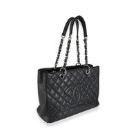 Black Quilted Caviar Grand Shopping Tote