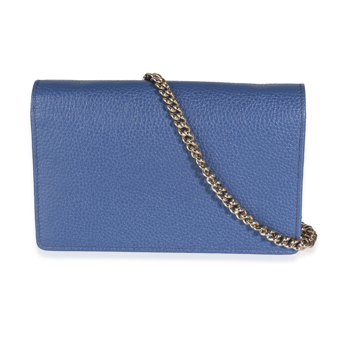 Blue Dollar Calfskin Interlocking G Chain Wallet