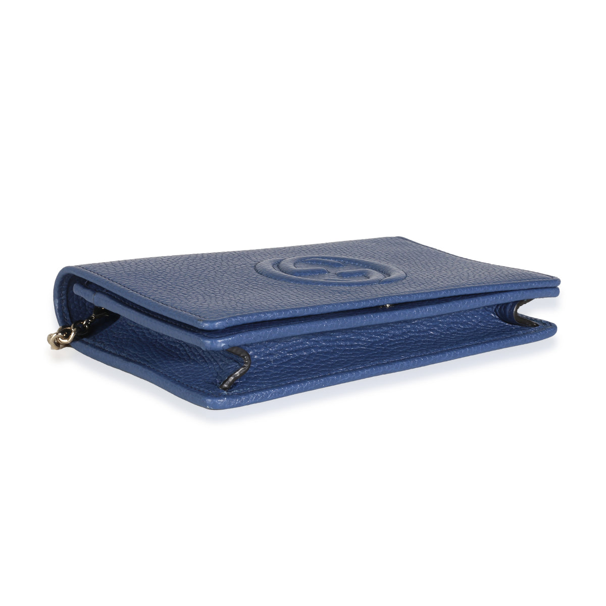 Blue Dollar Calfskin Interlocking G Chain Wallet