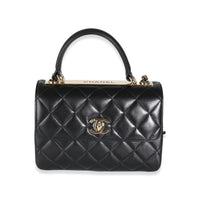 Black Quilted Lambskin Small Trendy Top Handle Flap Bag