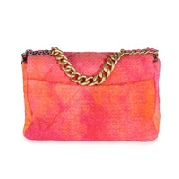 Pink Orange Quilted Tweed Large Chanel 19 Flap Bag