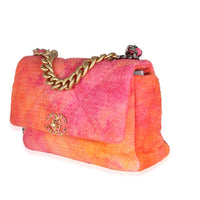 Pink Orange Quilted Tweed Large Chanel 19 Flap Bag