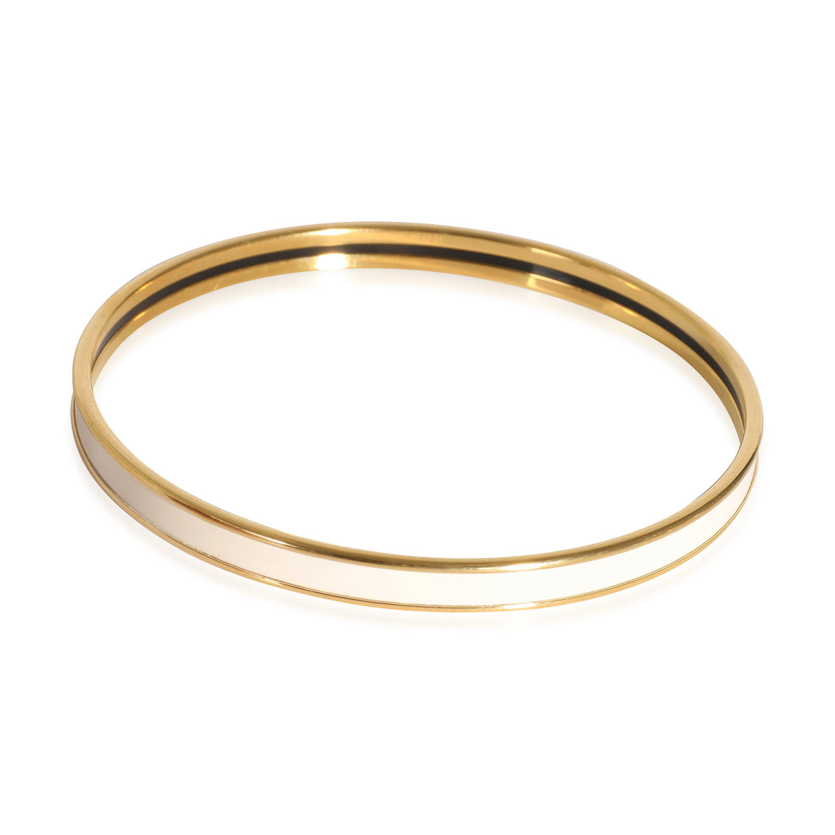 Hermes Extra Narrow Uni Bangle In Creme Yellow Gold Plated, 70MM