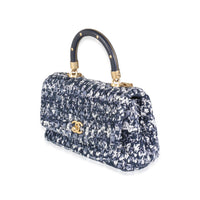 Blue Crochet Mini Coco Top Handle Flap Bag