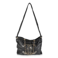 Black Grained Calfskin Mosaic CC Tote