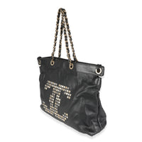 Black Grained Calfskin Mosaic CC Tote