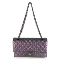 Chanel Purple Quilted Iridescent Lambskin Medium Classic Double Flap Bag Handbag av