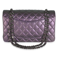 Chanel Purple Quilted Iridescent Lambskin Medium Classic Double Flap Bag Handbag bv