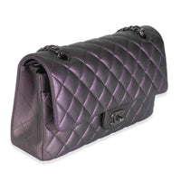 Chanel Purple Quilted Iridescent Lambskin Medium Classic Double Flap Bag Handbag pv
