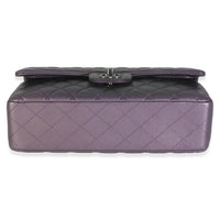 Chanel Purple Quilted Iridescent Lambskin Medium Classic Double Flap Bag Handbag stamp