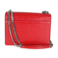 Rouge Eros Crocodile Embossed Calfskin Medium Sunset Bag