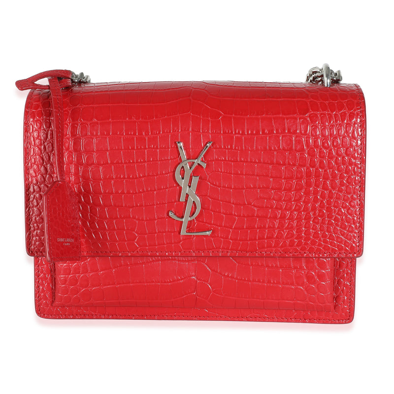 Rouge Eros Crocodile Embossed Calfskin Medium Sunset Bag