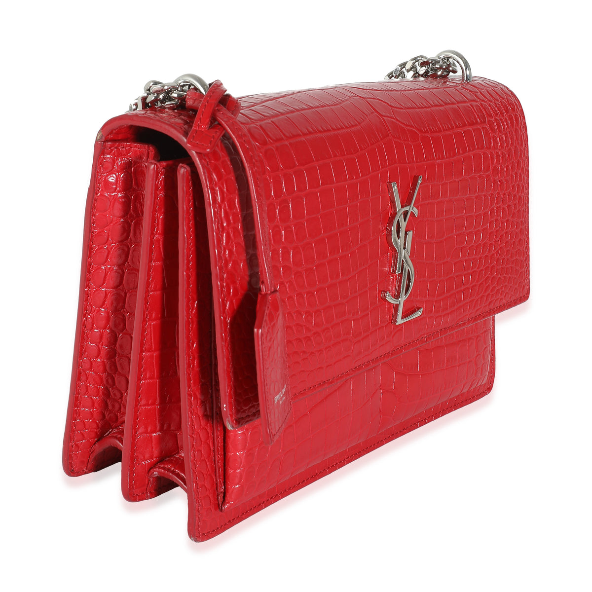 Rouge Eros Crocodile Embossed Calfskin Medium Sunset Bag