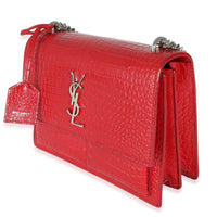 Rouge Eros Crocodile Embossed Calfskin Medium Sunset Bag