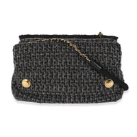 Hamburg Paris Black Metallic Tweed Medium Double Side Flap Bag