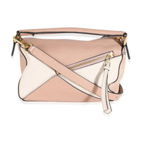 Blush Suede Calfskin Small Puzzle Bag