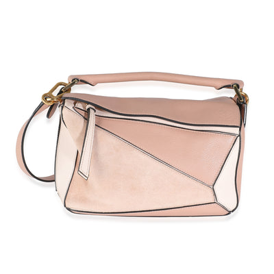 Blush Suede Calfskin Small Puzzle Bag