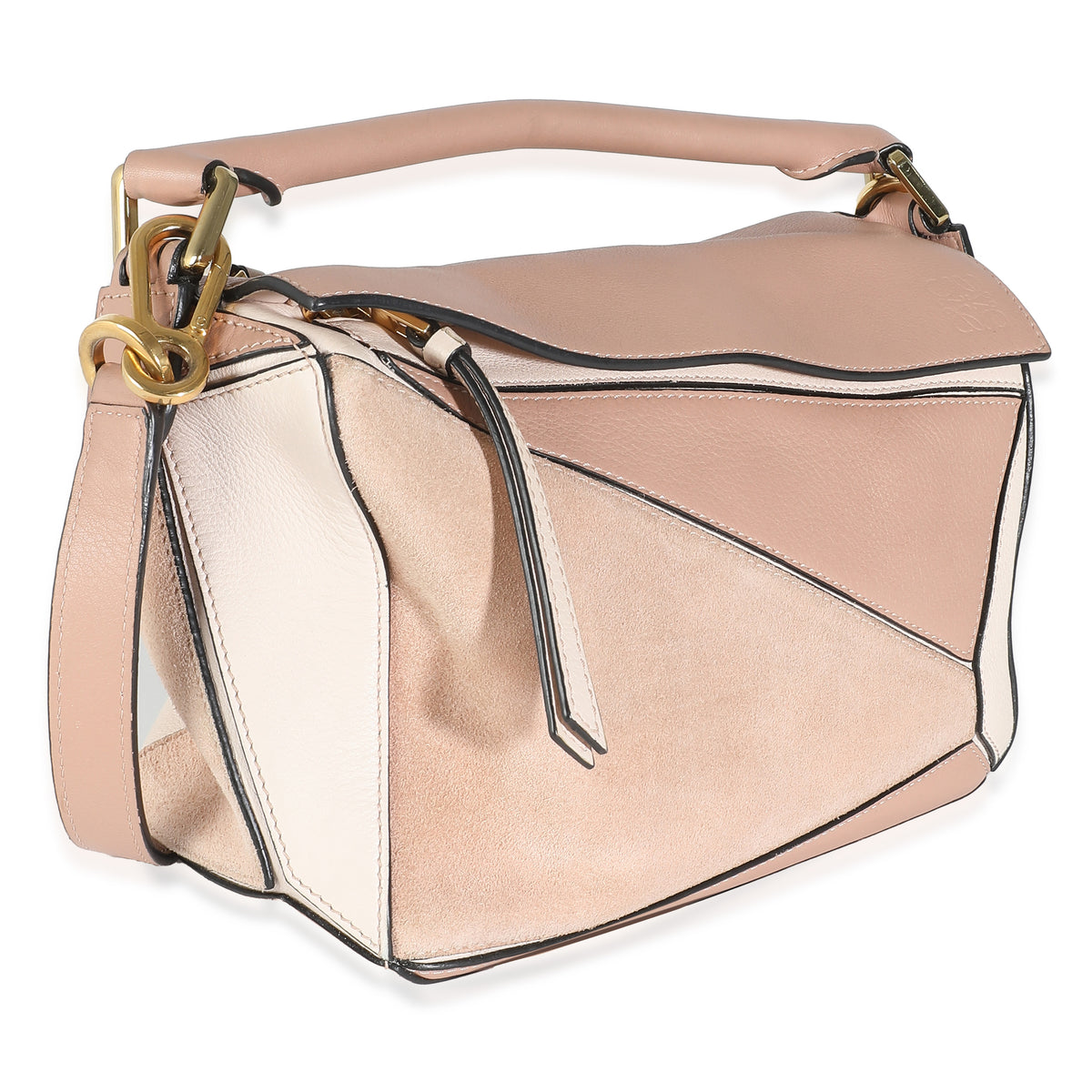 Blush Suede Calfskin Small Puzzle Bag