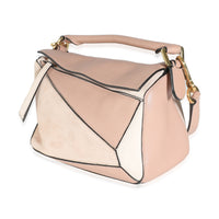 Blush Suede Calfskin Small Puzzle Bag