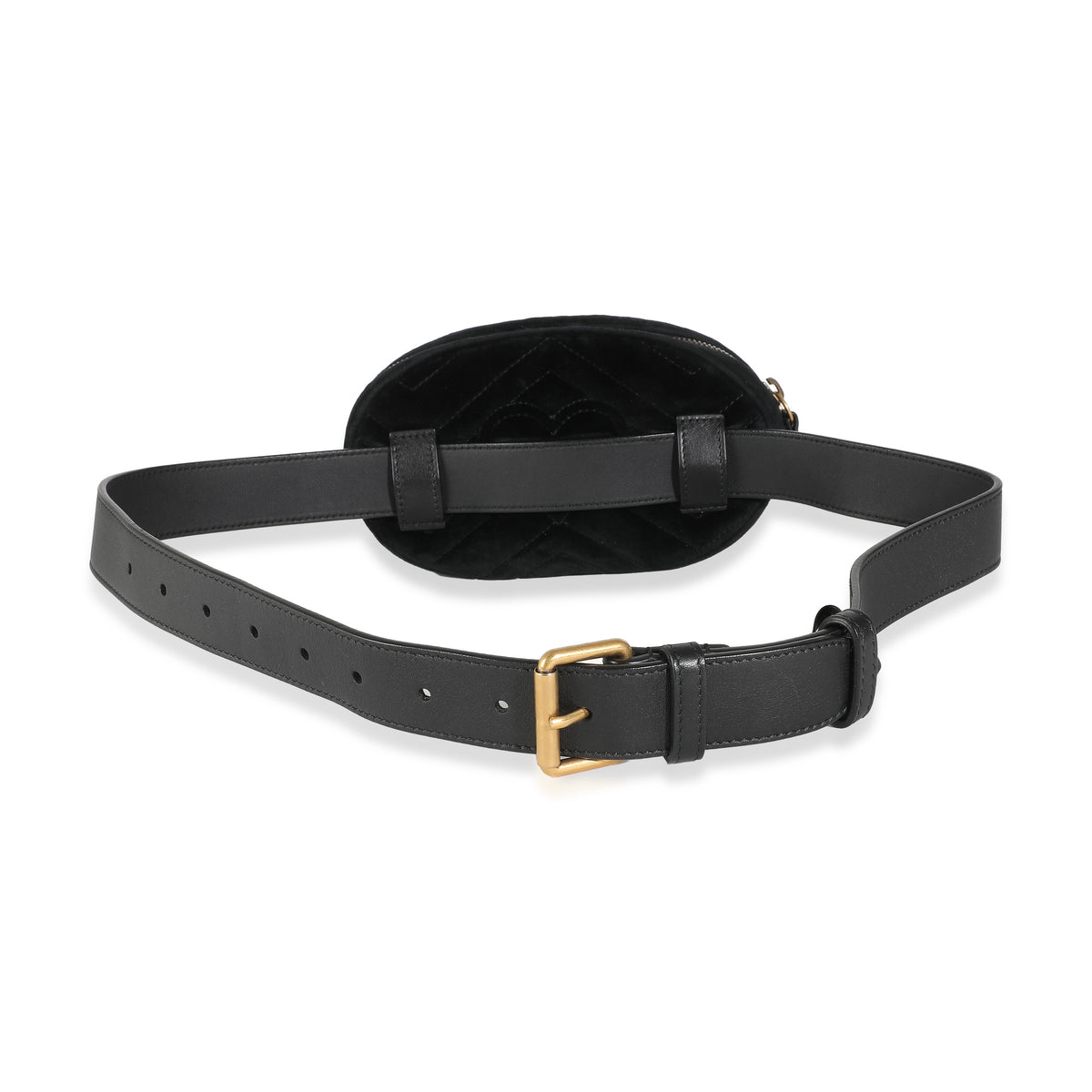 Black Matelasse Velvet GG Marmont Belt Bag