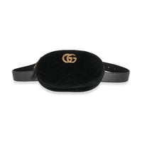 Black Matelasse Velvet GG Marmont Belt Bag