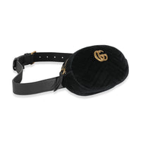 Black Matelasse Velvet GG Marmont Belt Bag