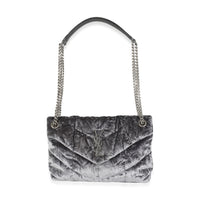 Iron Grey Crushed Velvet Small Loulou Puffer Bag