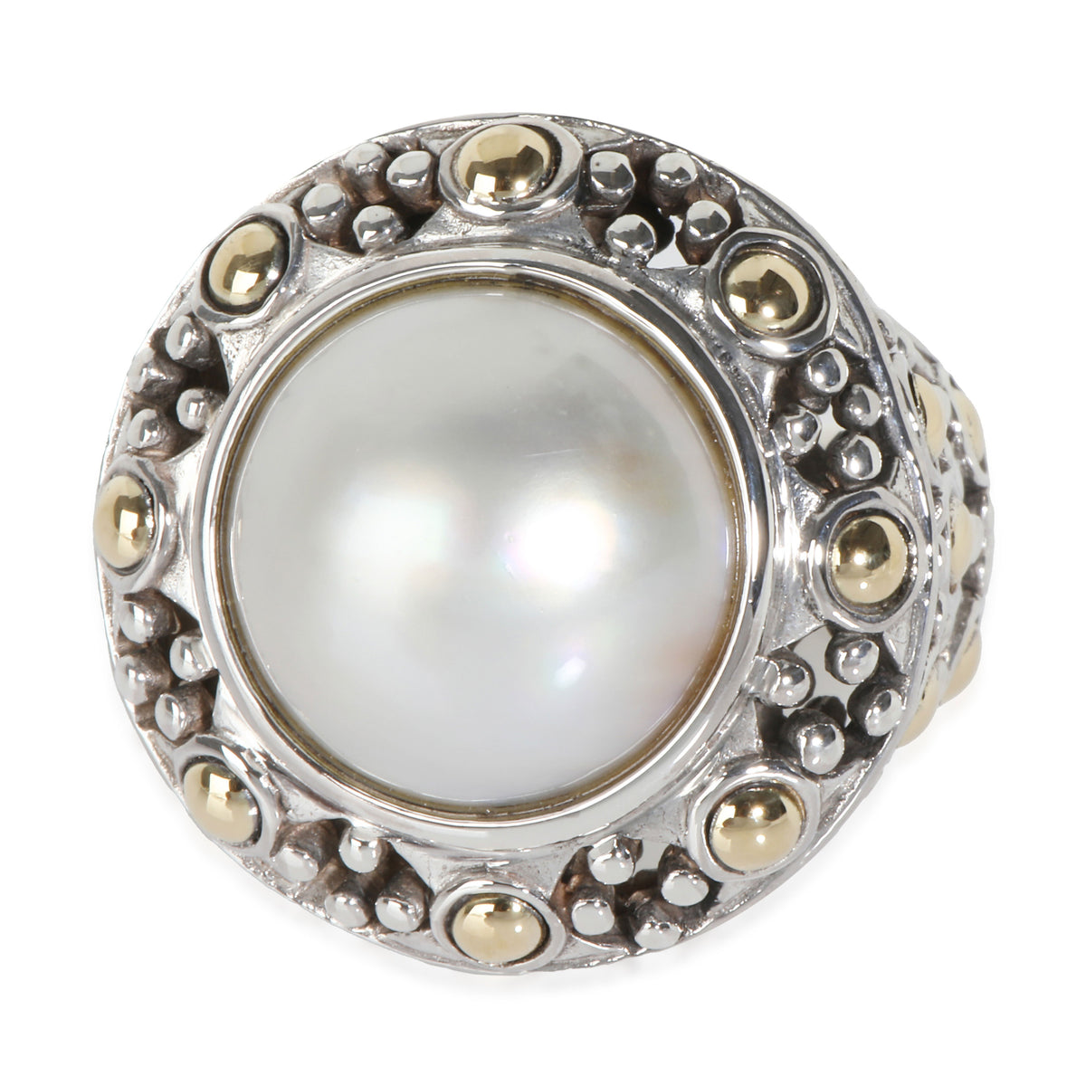 Dot Collection Mabe Pearl Ring in 18k Yellow Gold/Sterling Silver