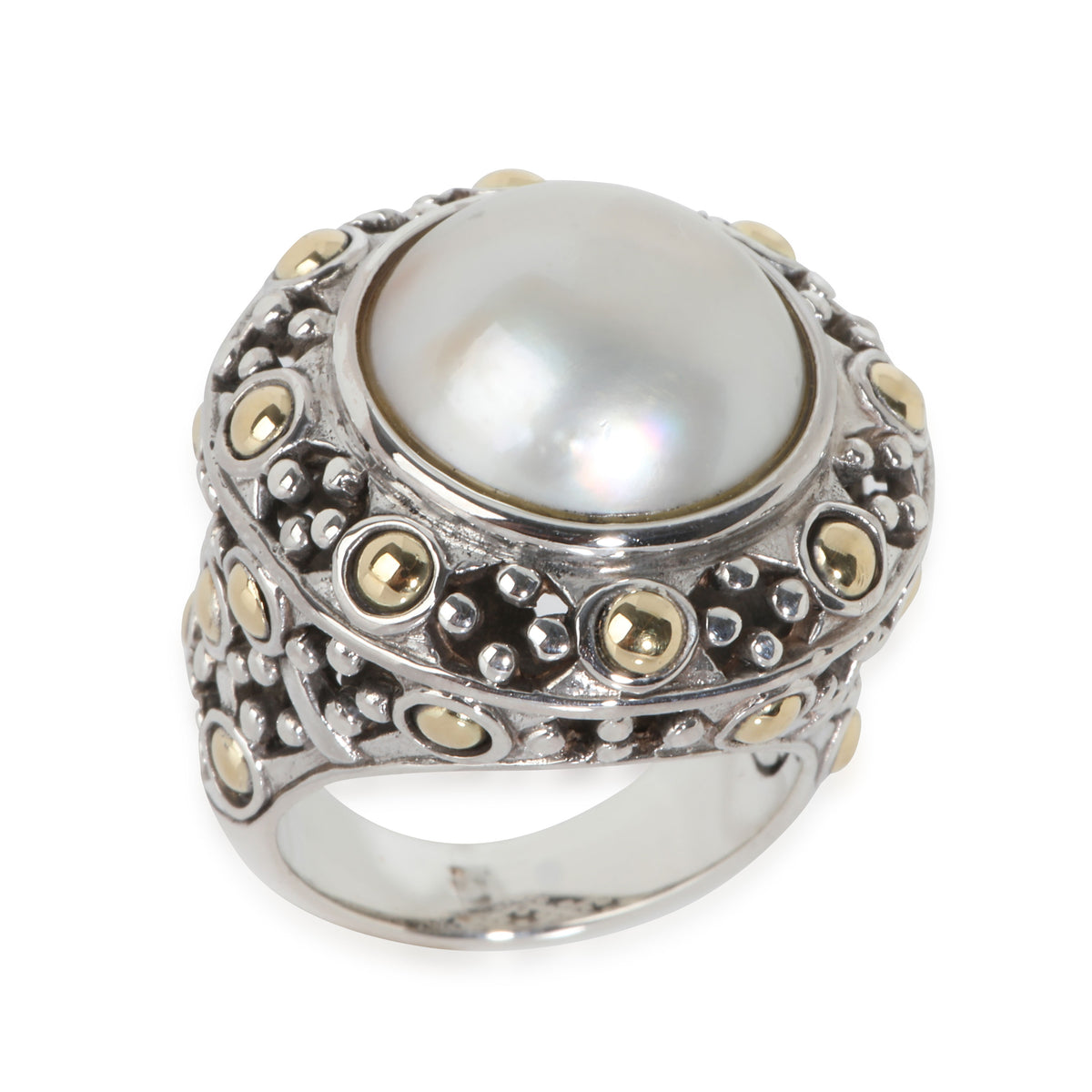 Dot Collection Mabe Pearl Ring in 18k Yellow Gold/Sterling Silver