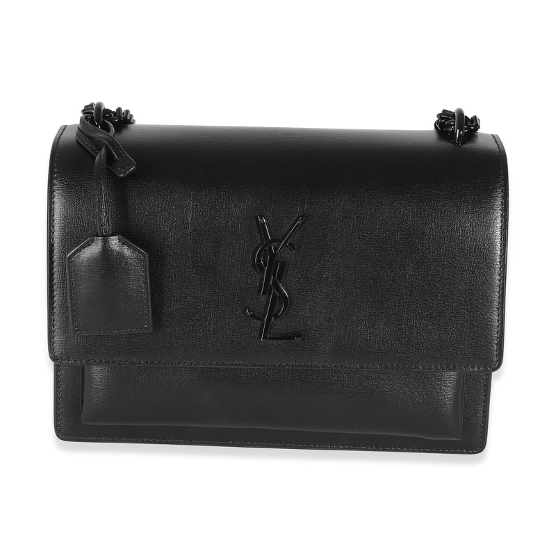 Black Calfskin Medium Monogram Sunset Chain Bag