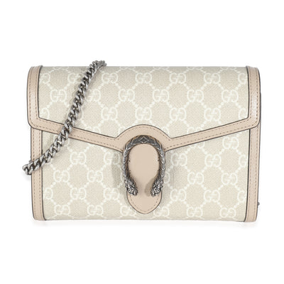 Beige White GG Supreme Canvas Dionysus Mini Chain Wallet