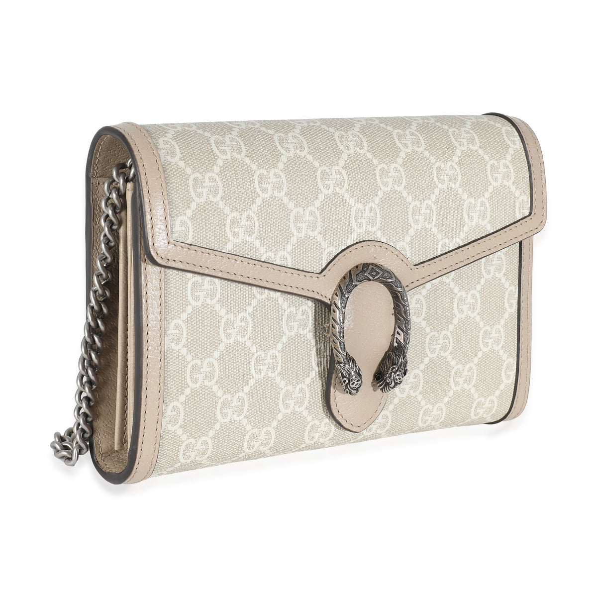 Beige White GG Supreme Canvas Dionysus Mini Chain Wallet