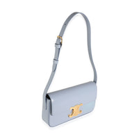 Pale Blue Shiny Calfskin Triomphe Shoulder Bag