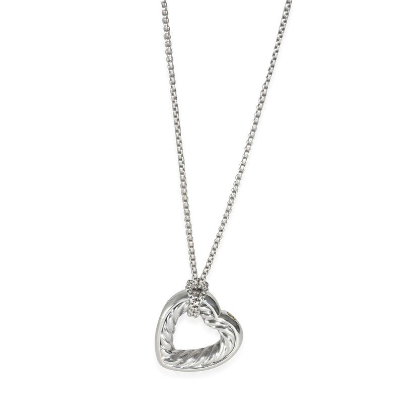 Open Heart Cable Pendant in Sterling Silver