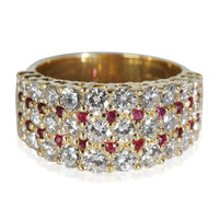 Vintage Diamond & Ruby Band in 18k Yellow Gold 2 CTW