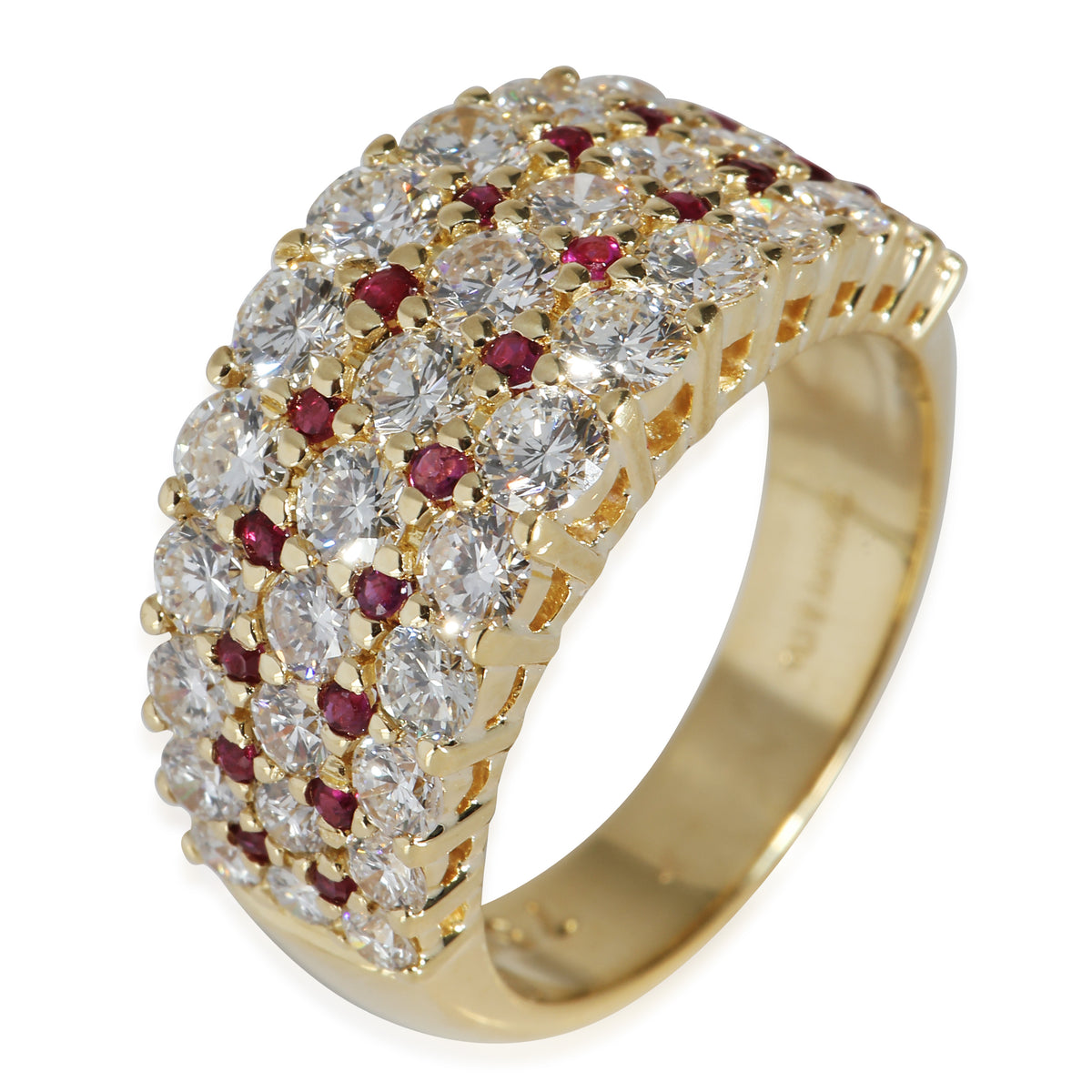 Vintage Diamond & Ruby Band in 18k Yellow Gold 2 CTW