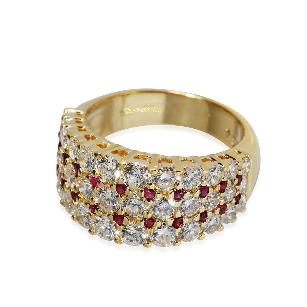 Vintage Diamond & Ruby Band in 18k Yellow Gold 2 CTW