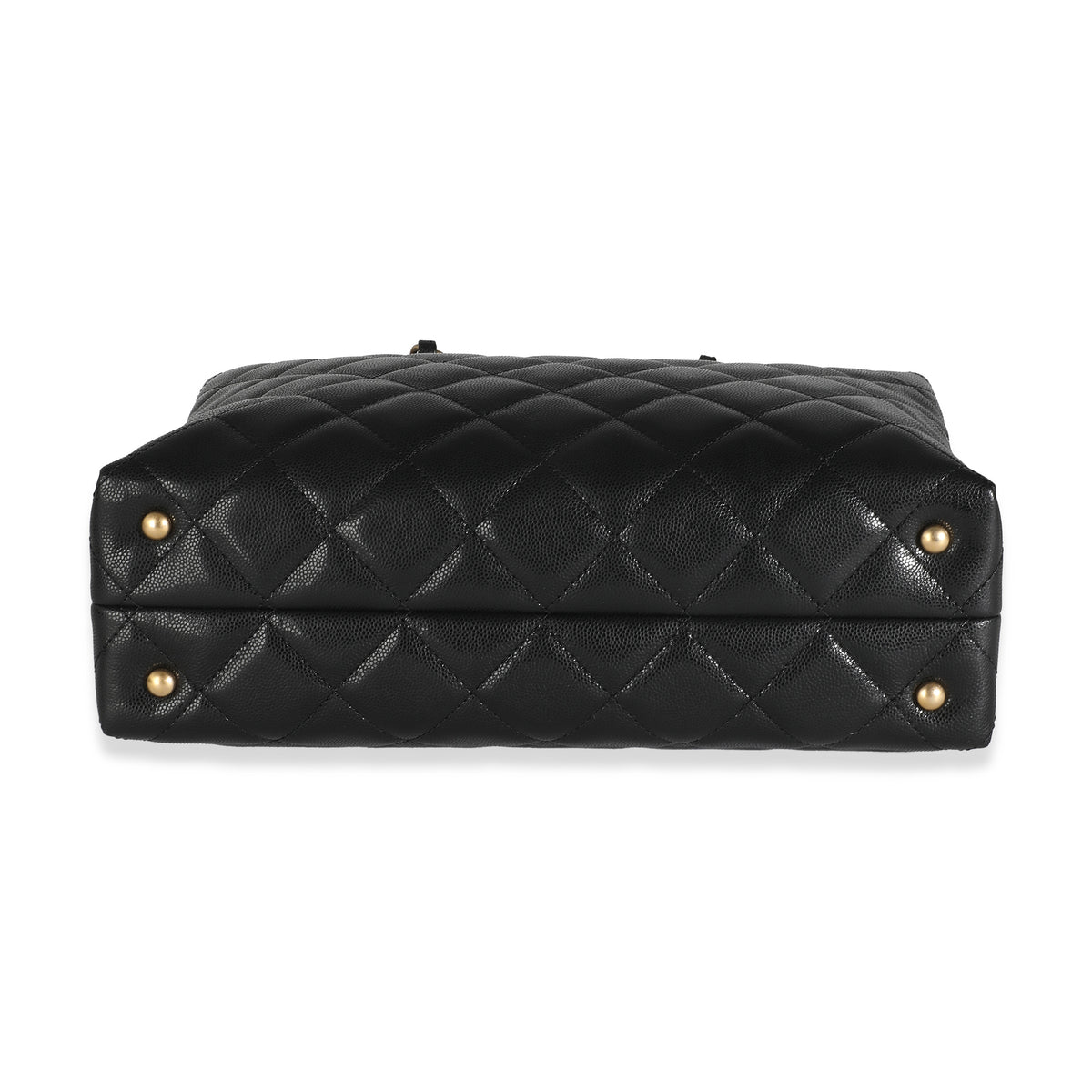 24S Black Quilted  Small Metal Handle Shopping Bag