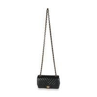 Black Chevron Quilted Calfskin Mini Rectangular Flap Bag