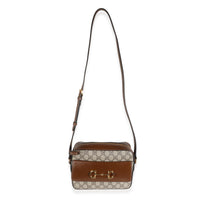 Beige Brown GG Supreme Monogram Small Horsebit 1955 Shoulder Bag