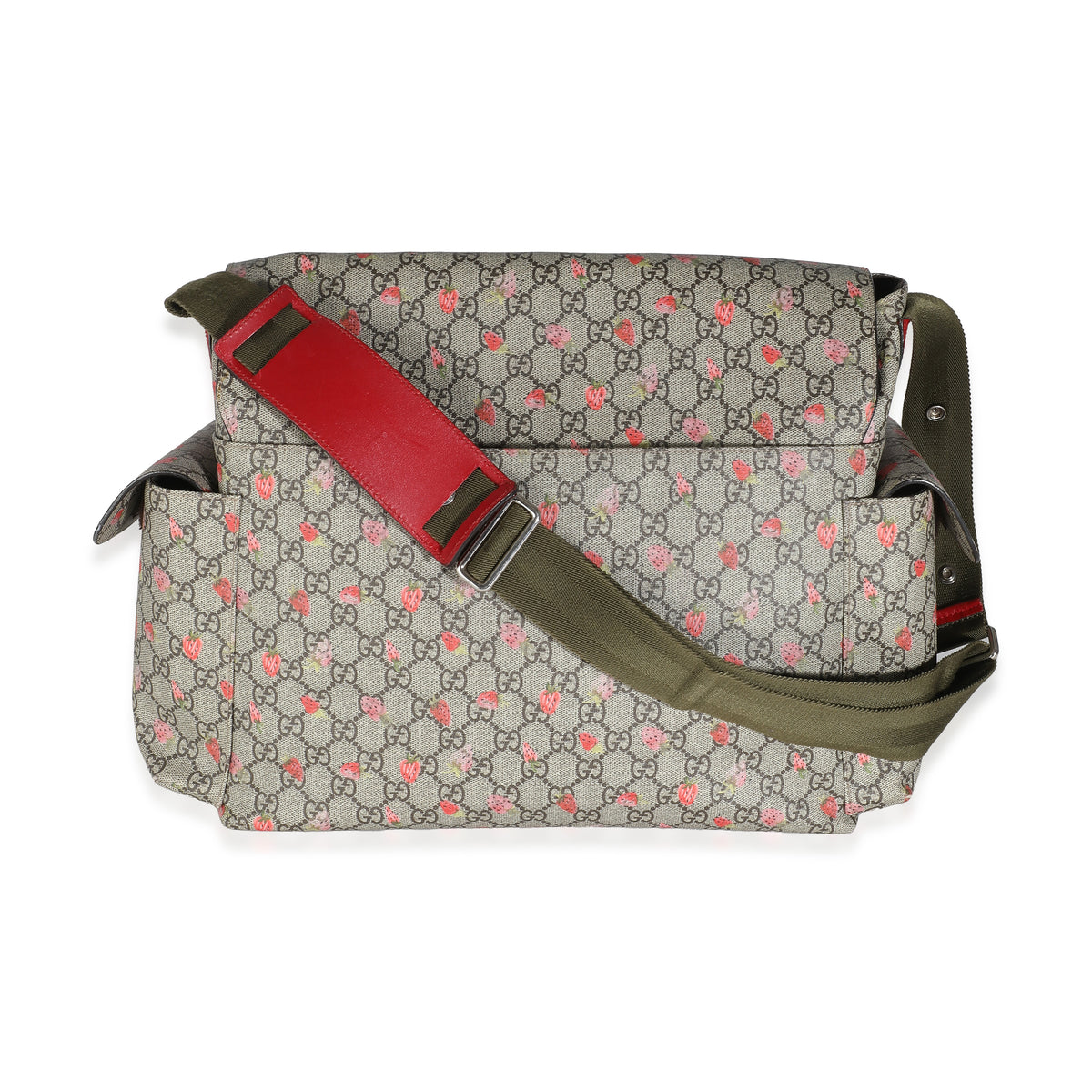 Beige GG Supreme Strawberry Canvas Diaper Bag