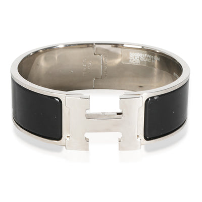 Hermes Palladium Plated Clic Clac In Noir, GM