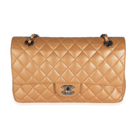 Bronze Gold Quilted Medium Classic Double Flap Bag