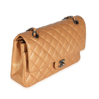 Bronze Gold Quilted Medium Classic Double Flap Bag