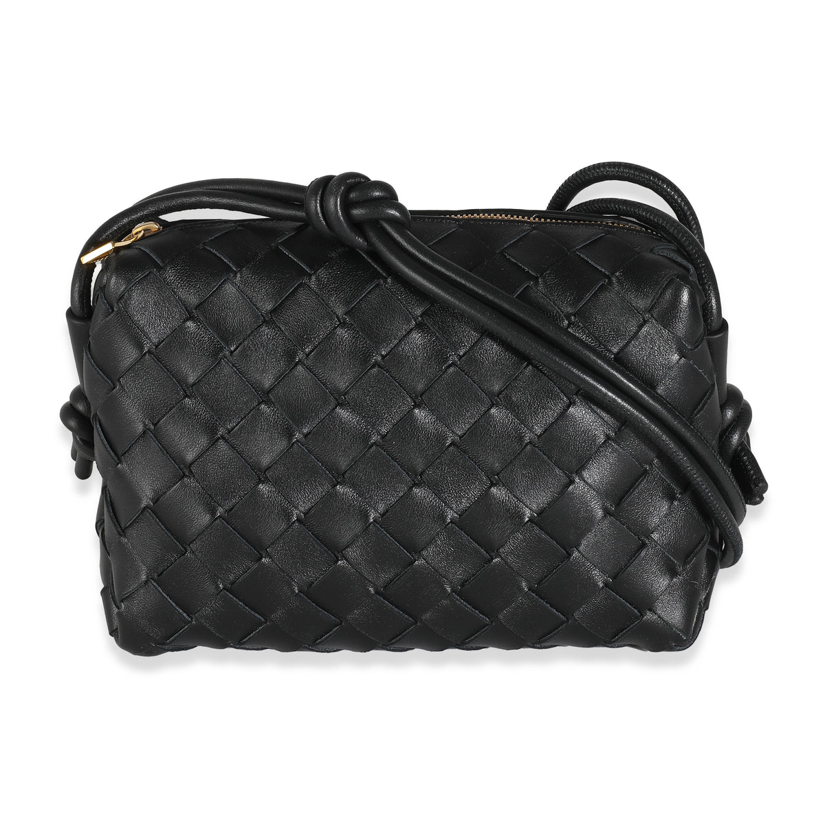 Black Nappa Intrecciato Mini Loop Camera Bag