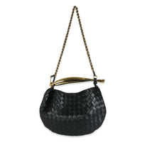 Black Nappa Intrecciato Small Sardine With Chain